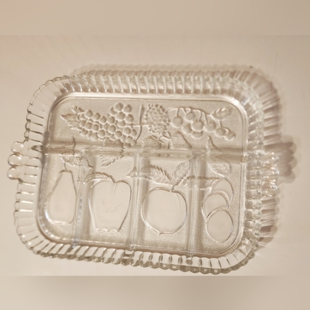 Indiana Glass Vintage 60's  5 Part Relish Tray mint Clear 12 3/4"‎ x 9"